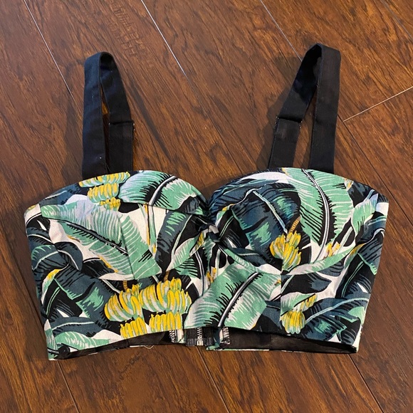 Cropped bustier top, vintage inspired print xs - Picture 5 of 6